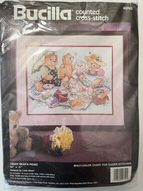 Bucilla Teddy Bears Picnic Cross-Stitch Kit 1993